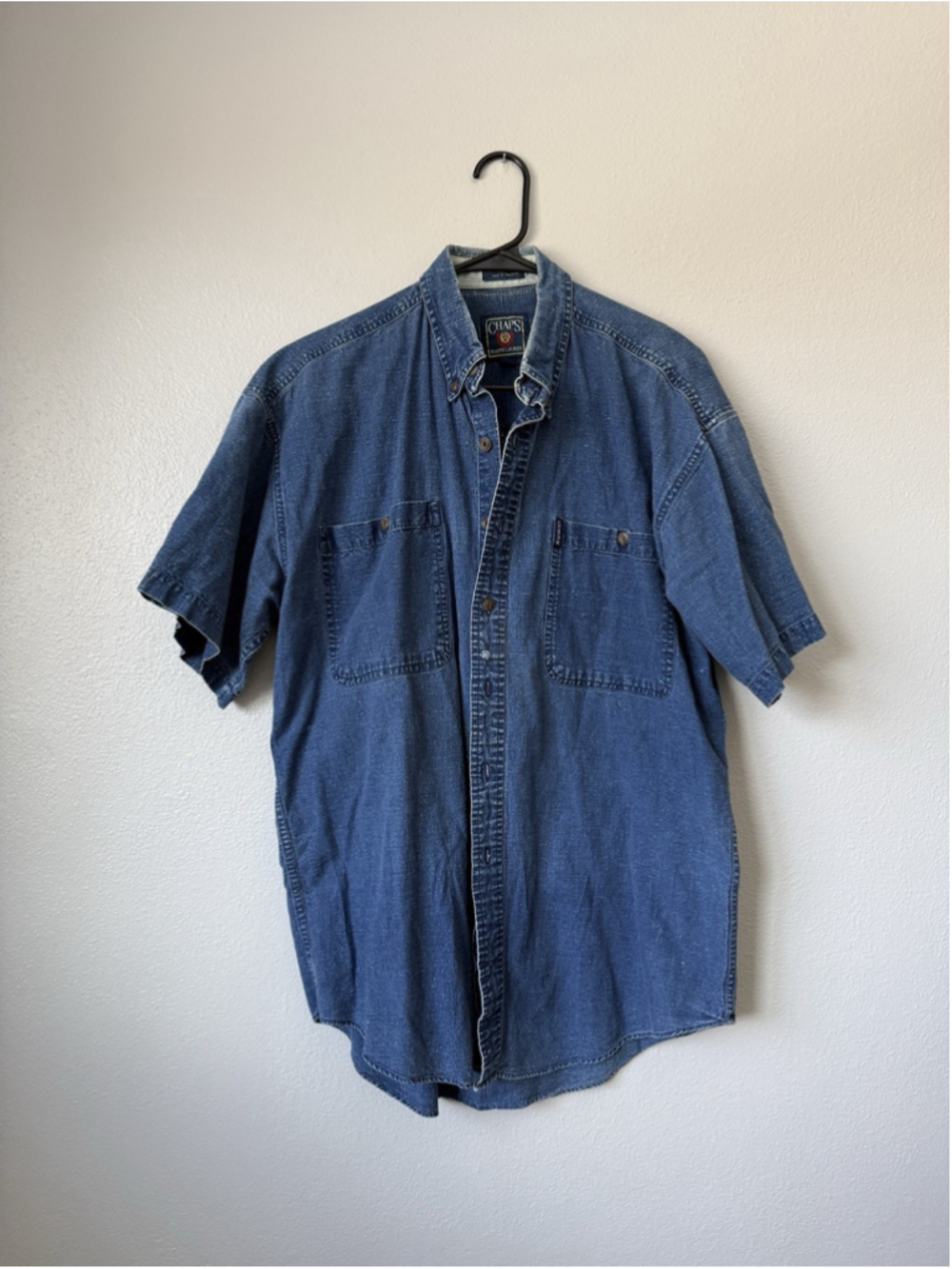 Vintage Chaps Ralph Lauren Button Down Shirt Mens Med Blue Denim 100% Cotton